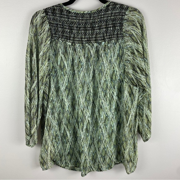NOA Noa Green Boho Embroidered Semi Sheer Viscose Blouse Medium - Picture 11 of 11
